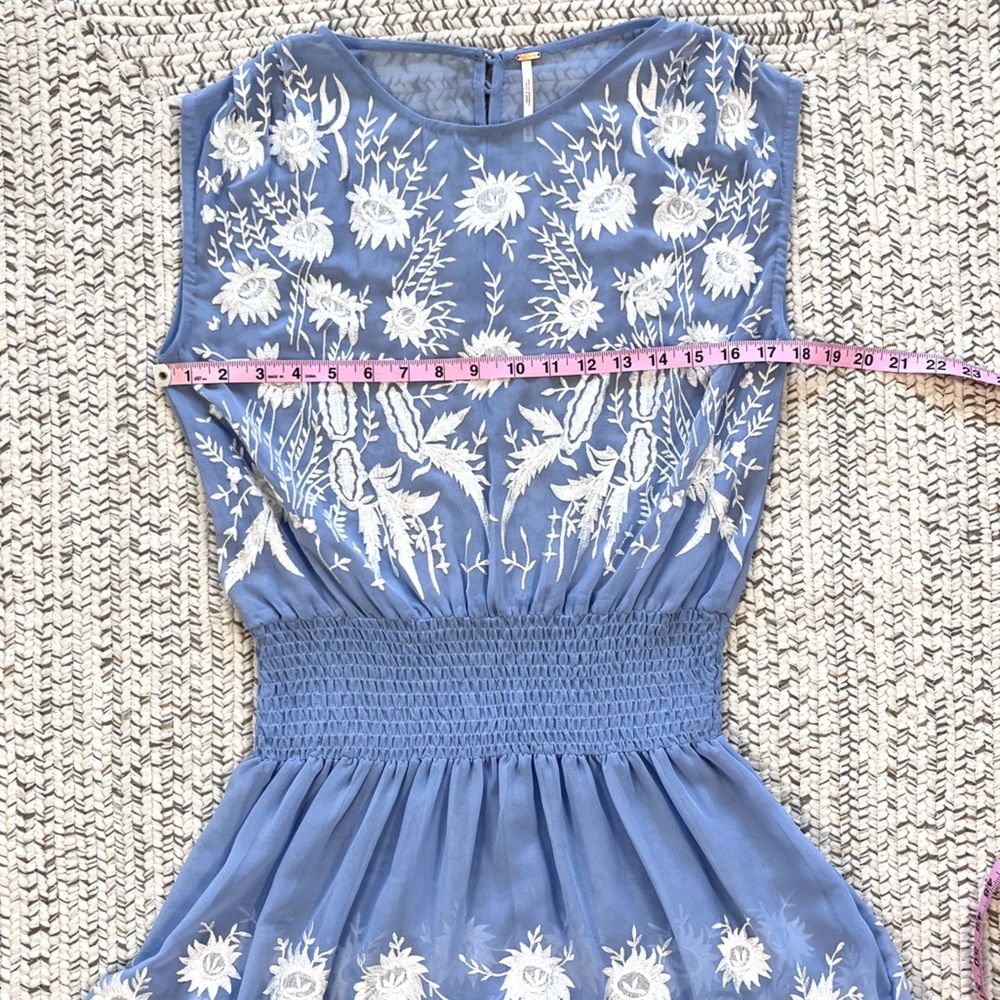 Free People Garden Bloom Mini Dress in Wedgewood Blue XS - Picture 7 of 12